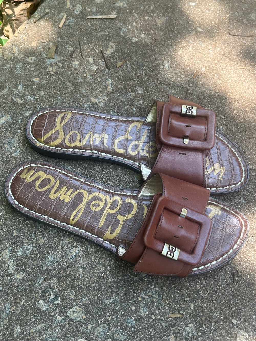 Sam Edelson Brown leather Summer flat Sandals  6.5  Great condition almost new